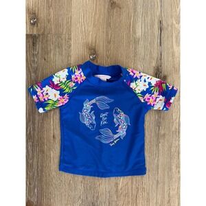 Tommy Bahama Rash Guard Toddler Girls 3T Blue Floral Dont Be Koi Swim Top Shirt